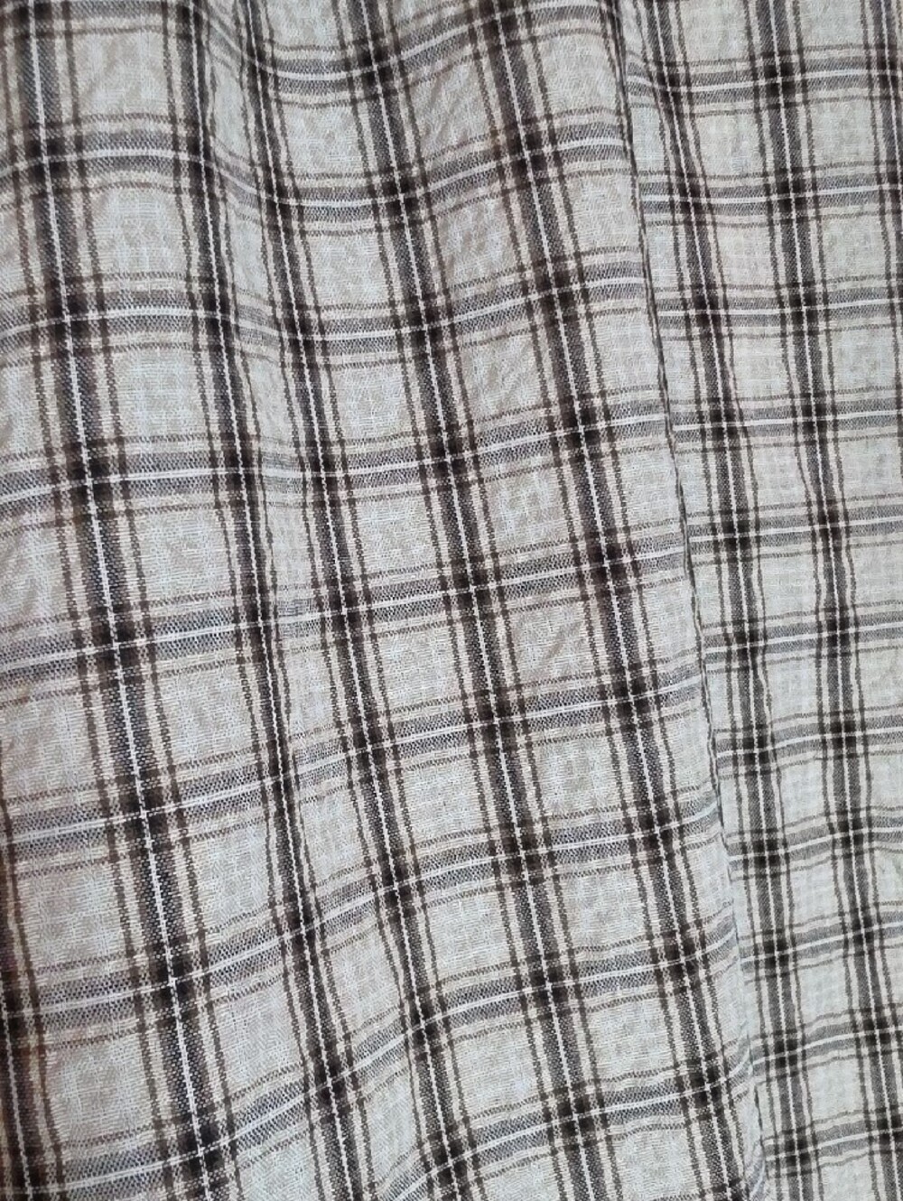 207p Oddi Plaid Ruffle Hem Pants - Cream Brown - Picture 6 of 16